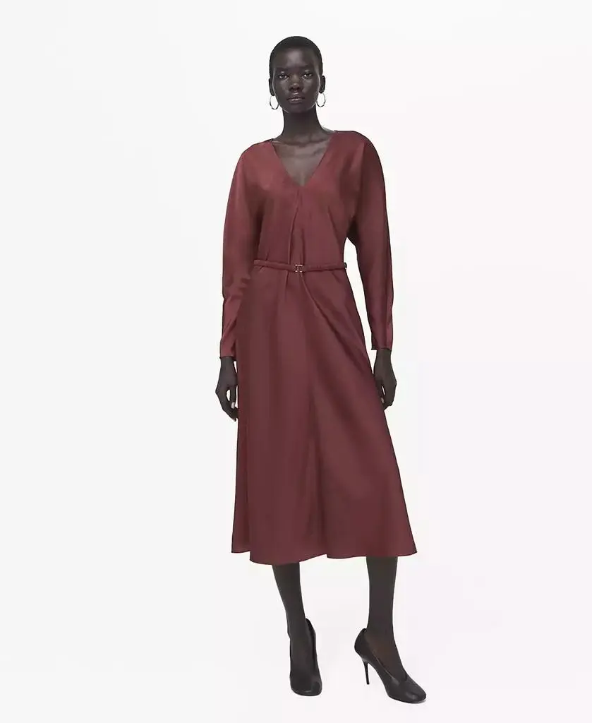 mango clothing dresses Women's Belted V-Neck Dress – On Sale Now with Up to 32% Off