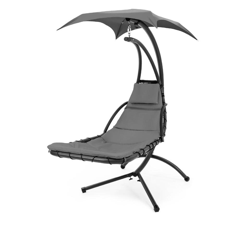 Hivvago Grey Single Person Sturdy Modern Chaise Lounger Hammock Chair Porch Swing