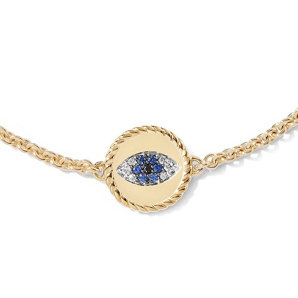 David Yurman Cable Collectibles® Evil Eye Bracelet in 18K Yellow Gold with Pavé Sapphires and Diamonds, 2mm 5