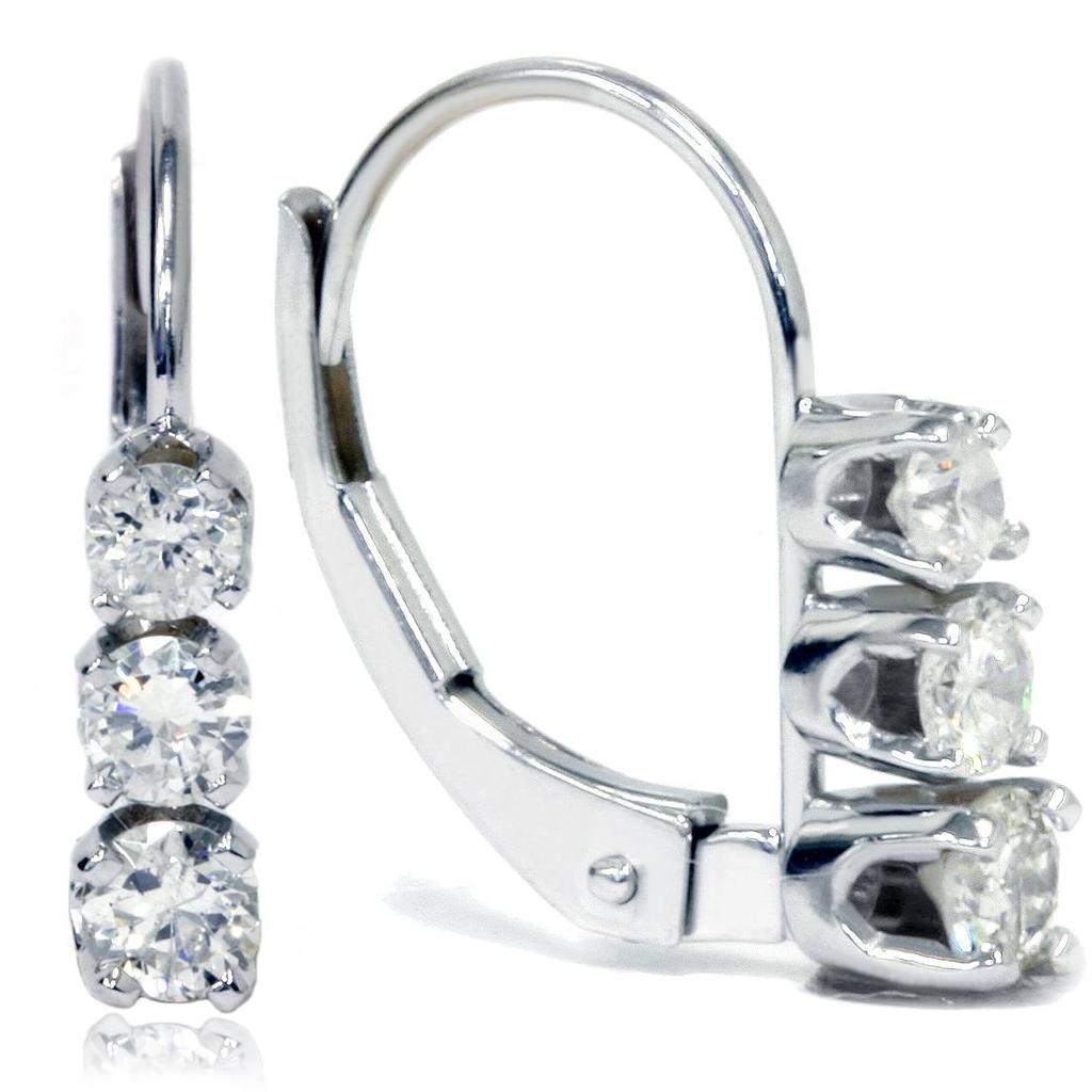 Pompeii3 1/2ct 3 Stone Diamond Earrings 14K White Gold