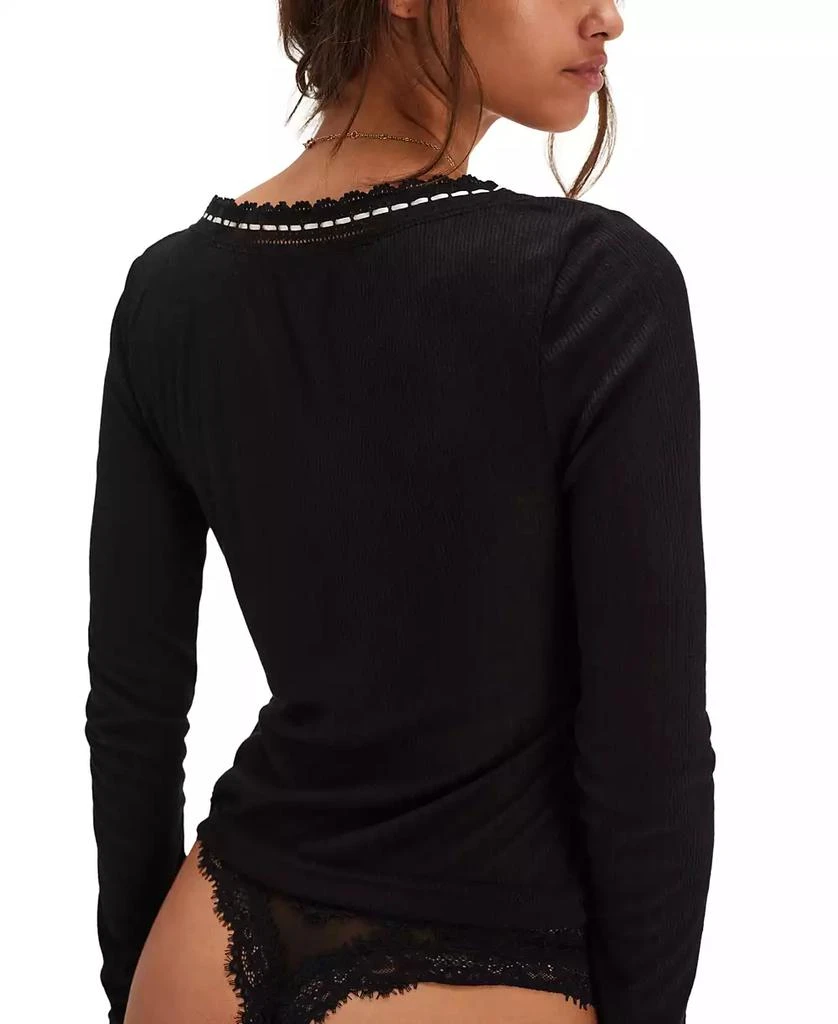 Free People Women's Lace Trim Long Sleeve Top 3