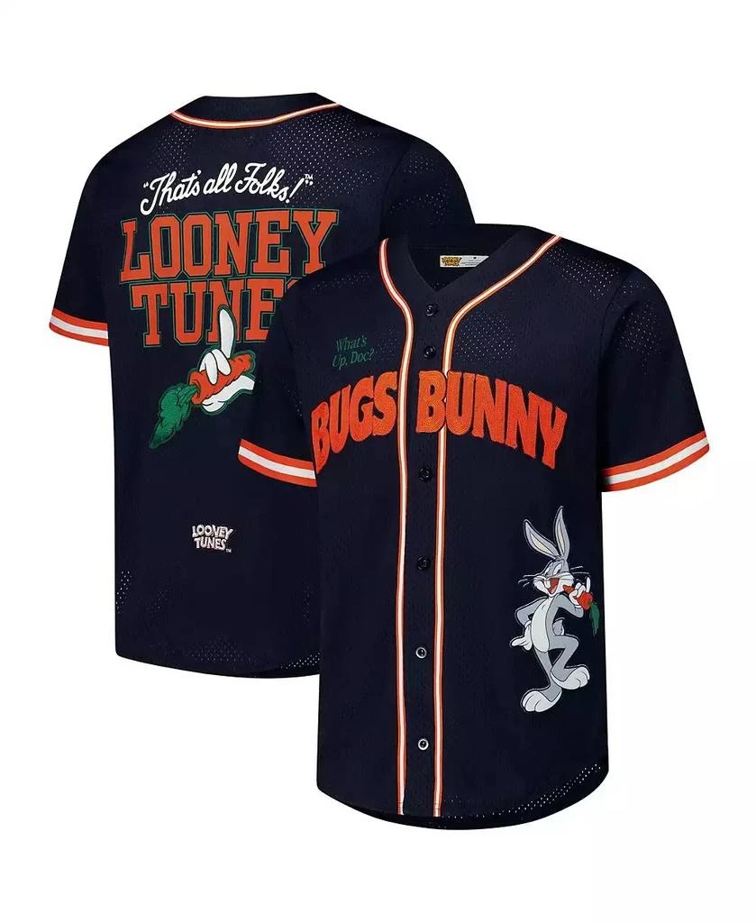 Freeze Max Men's Navy Looney Tunes Bugs Bunny What's Up Doc Button-Up Baseball Jersey 1