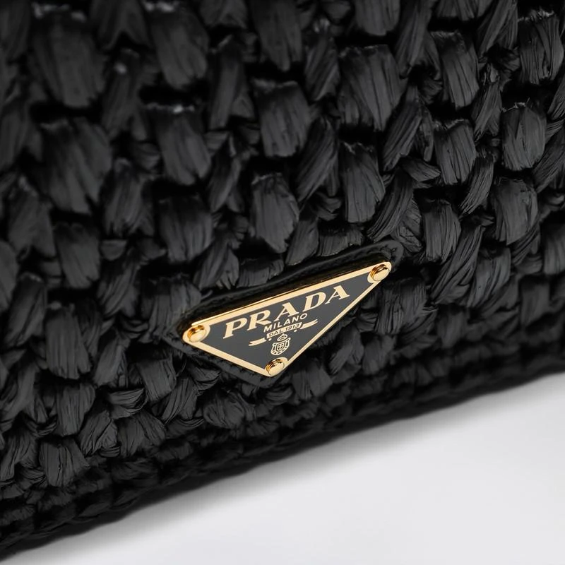 Prada Black crochet shoulder bag with logo 6