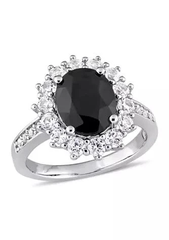 Belk 
Co. 4 3/4 CT TGW Black Sapphire and Created White Sapphire Ring in Sterling Silver