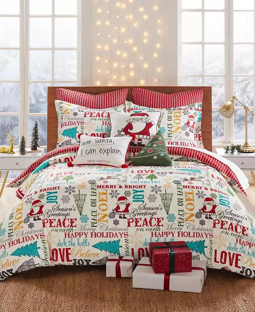 Levtex Merry Bright Santa Claus Lane Reversible 3-Pc. Duvet Cover Set 1