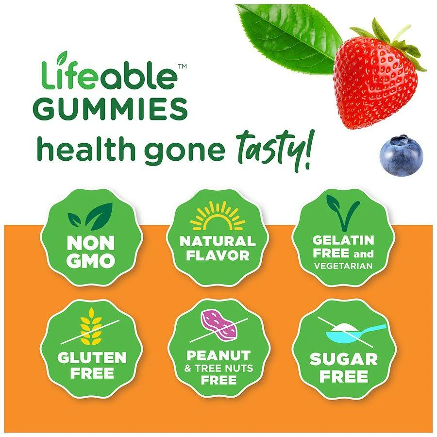 Lifeable Kids Sugar Free Prebiotic Fiber Digestive Support Gummies Berry 5