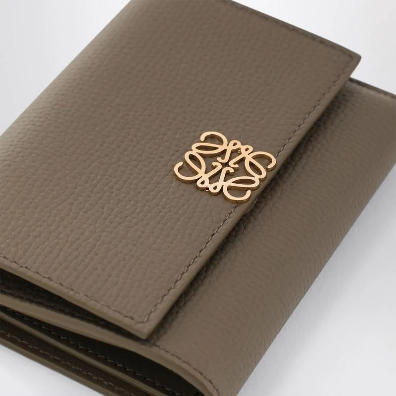 Loewe Small Anagram wallet in taupe grained leather 4