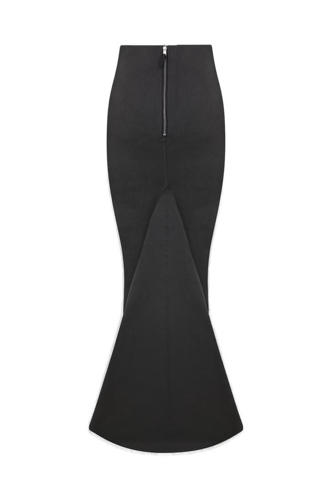 Rick Owens Rear Zipped Pillar Coated Denim Mermaid Skirt