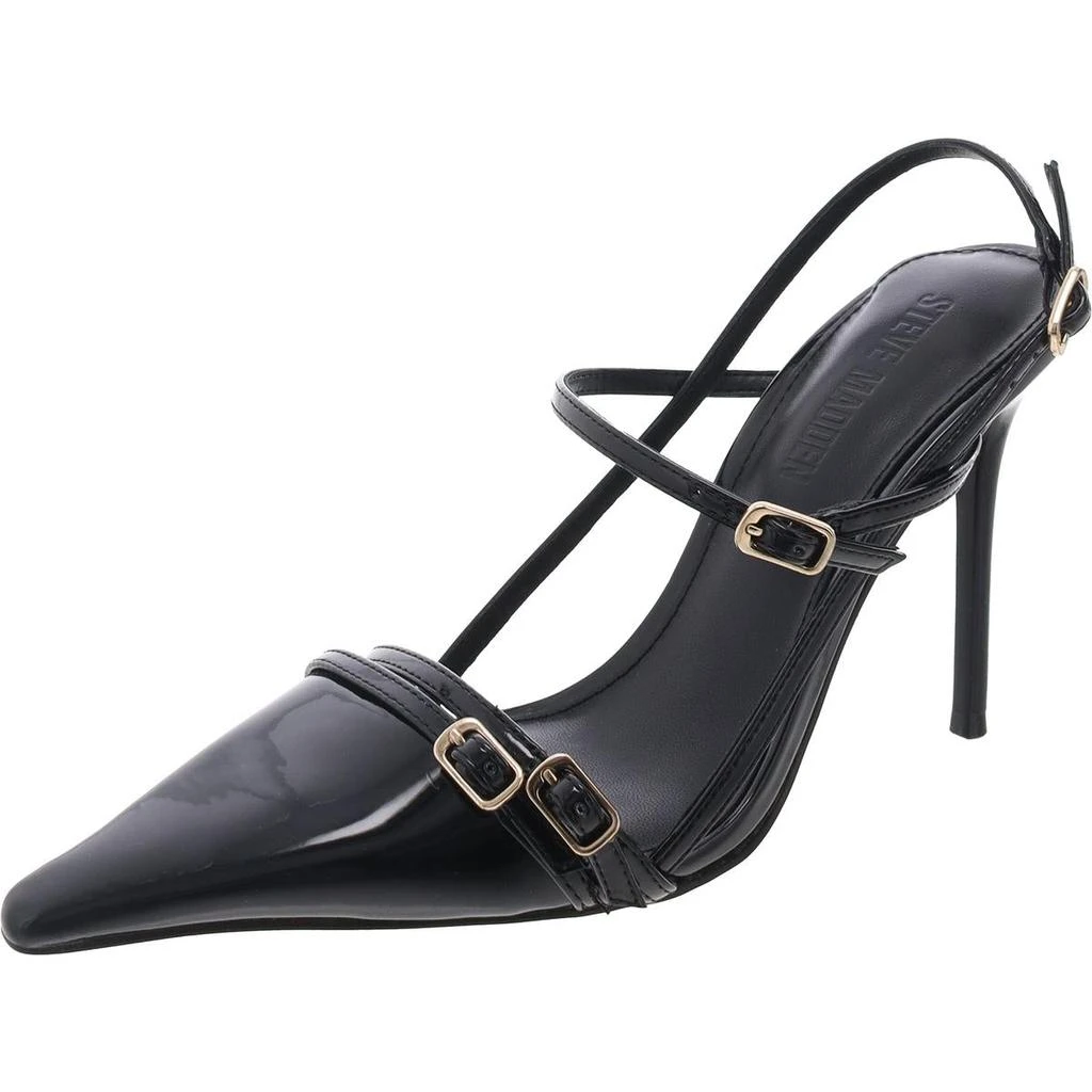 Steve Madden Deagan Womens Buckle Patent Leather Slingback Heels 1