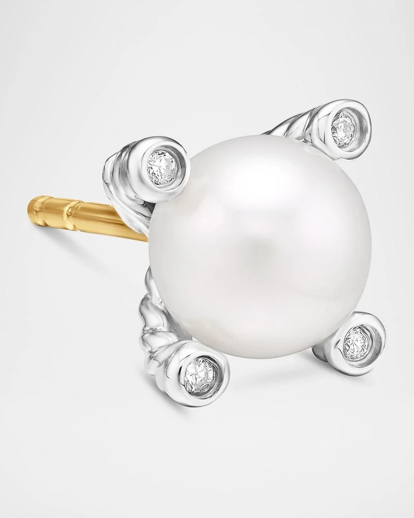 David Yurman Cable Collectibles Pearl Earrings with Diamonds and Silver, 7mm 4