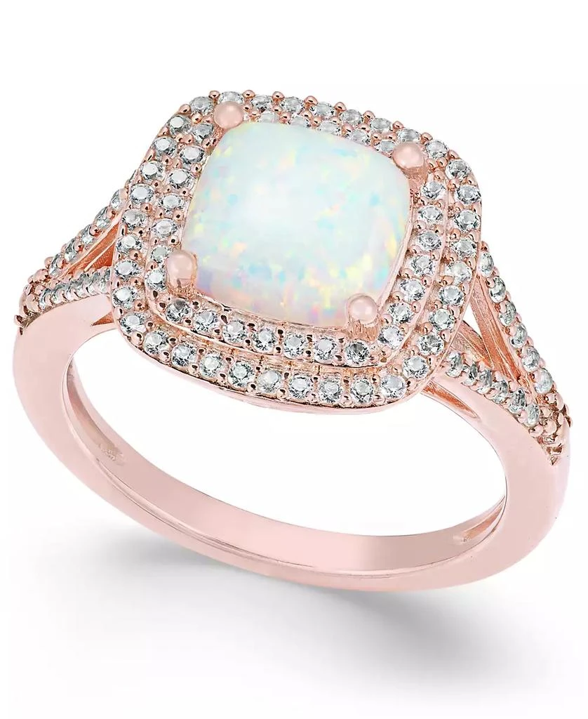 Macy's Lab-Grown Opal (1-3/8 ct. t.w.) and White Sapphire (1/2 ct. t.w.) Ring in 14k Rose Gold-Plated Sterling Silver 1