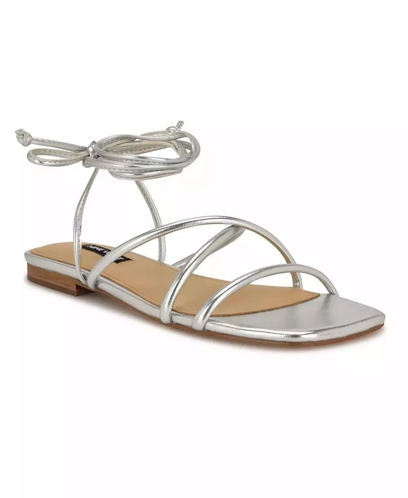 Nine West Women's Mikila Strappy Lace Up Flat Sandals 1