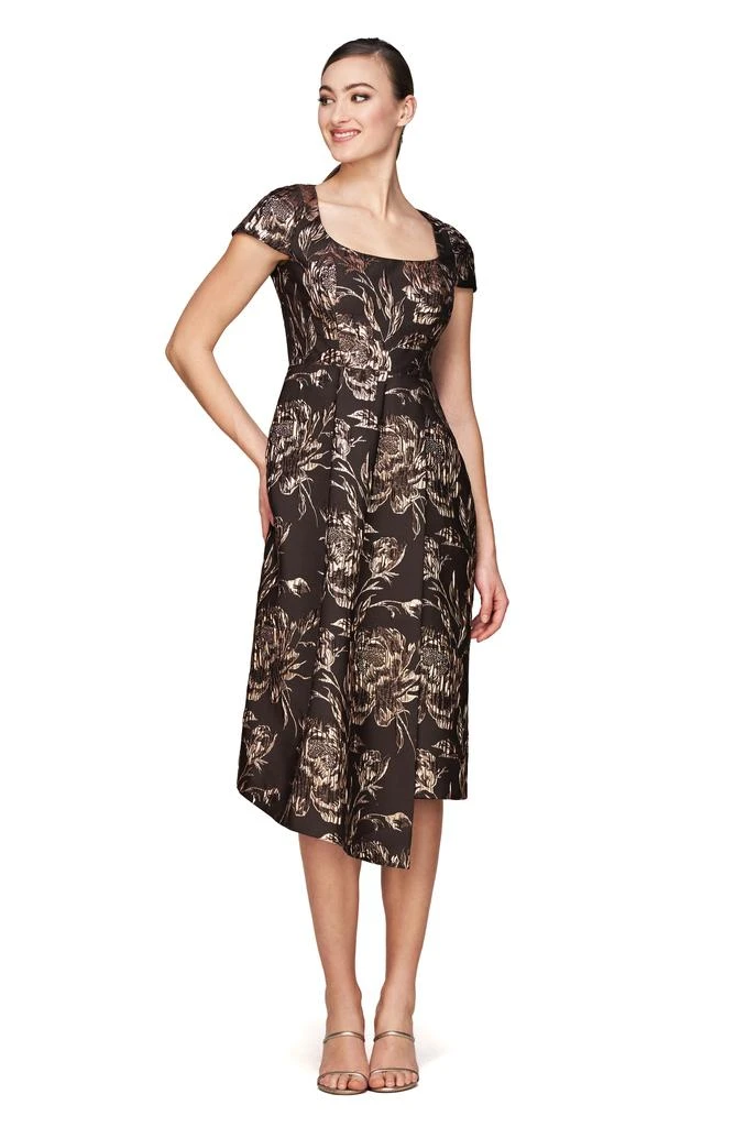 Kay Unger Marjoire Metallic Jacquard Sheath Dress 6