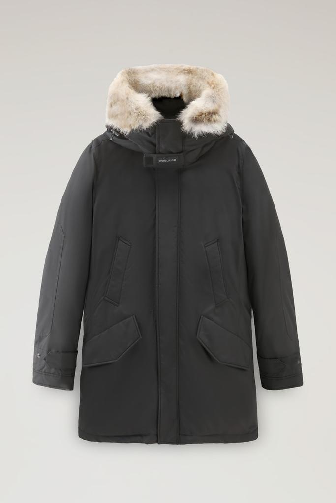 Woolrich Polar Parka in Ramar Cloth with High Collar and Fur Trim - Men - Green
