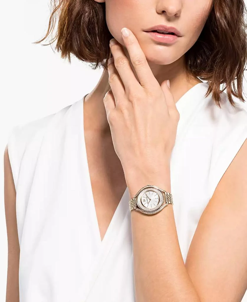 Swarovski Women's Swiss Crystalline Aura Gold-Tone Stainless Steel PVD Bracelet Watch 35mm 2