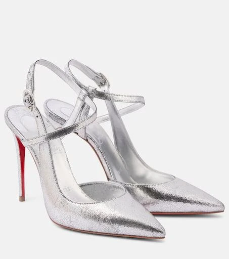 Christian Louboutin Jenlove 100 metallic leather slingback pumps 1