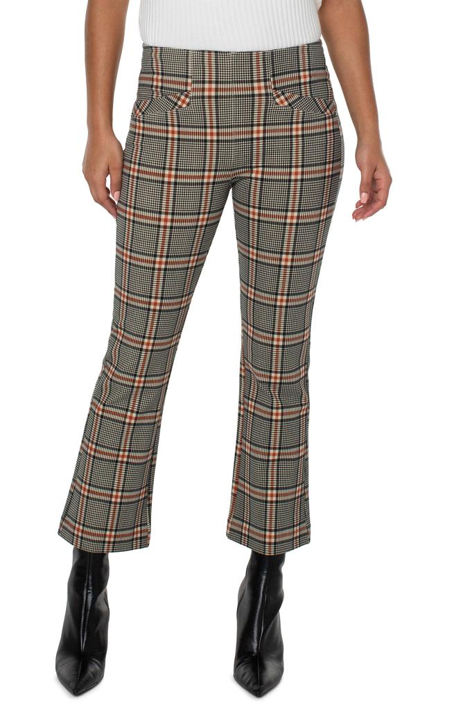 Liverpool Los Angeles Stella Tartan Plaid Pull-On Kick Flare Pants