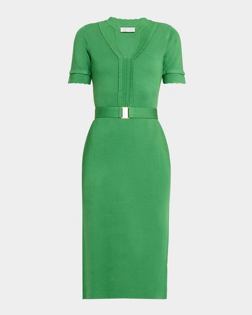 slim fit dress slacks Olive Ribbed Knit Fitted Midi Sweater Dress main image 0