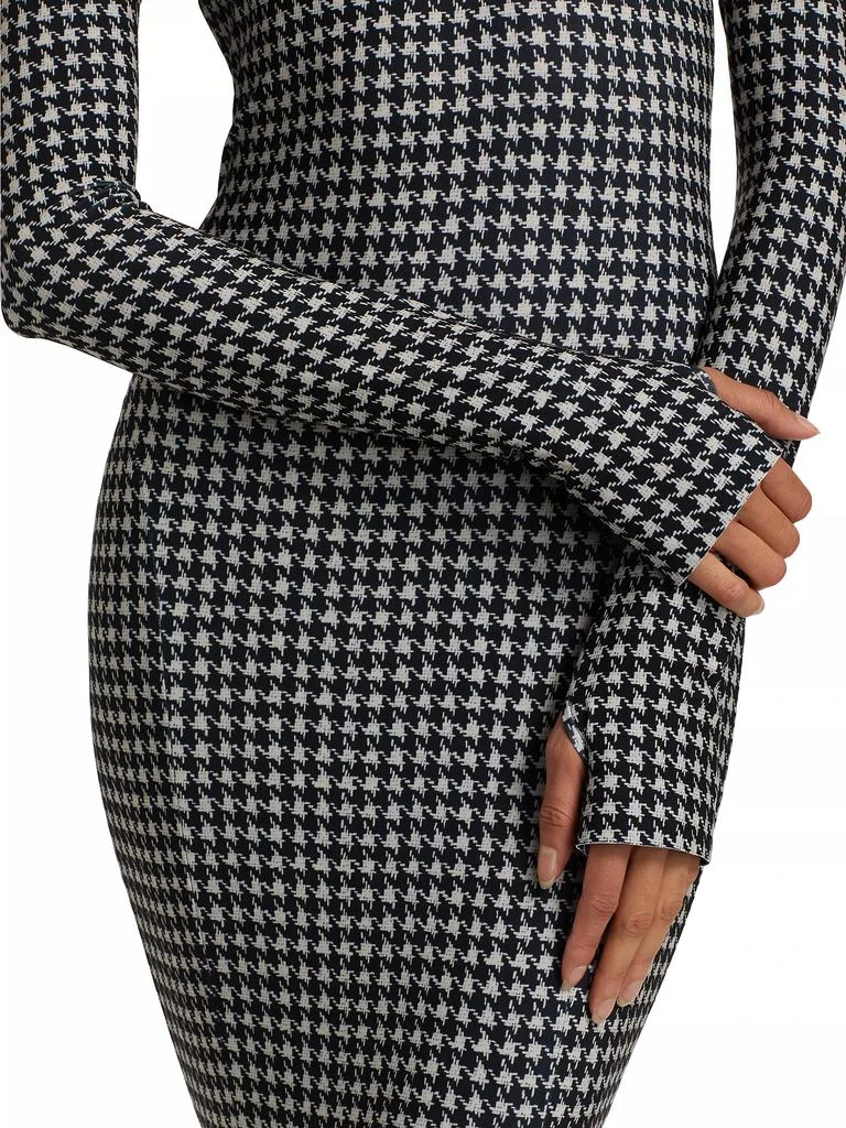 Norma Kamali Houndstooth Turtleneck Fishtail Gown 6