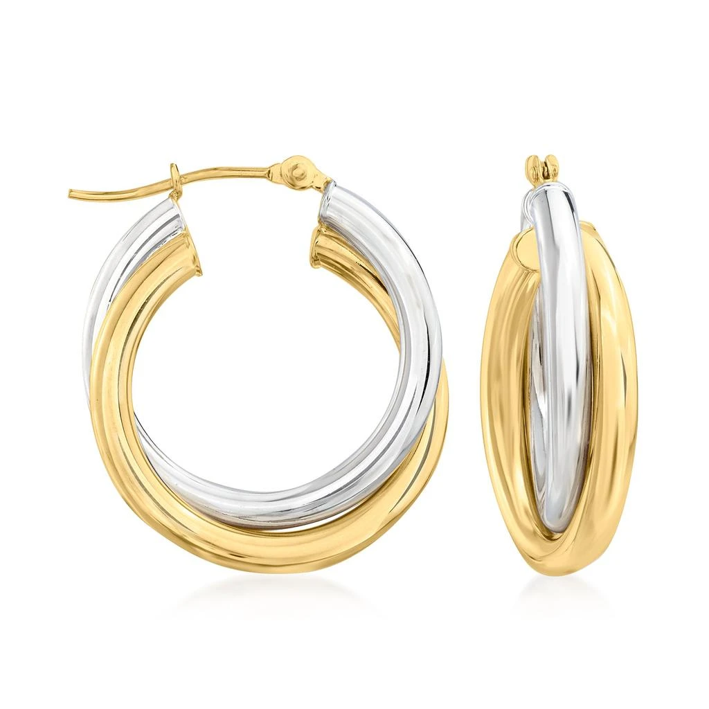 Ross-Simons 14kt 2-Tone Gold Hoop Earrings 1