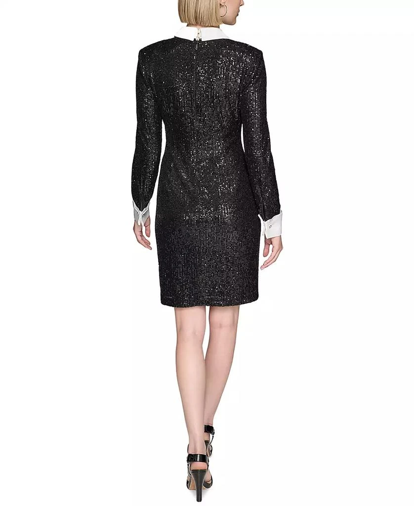 Karl Lagerfeld Paris Women's Collared Sequin French Cuff Dress 7