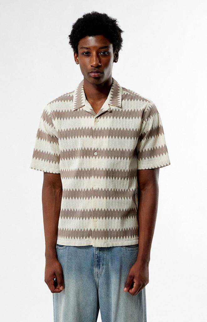 PacSun Brown & Cream Textured Oversized Resort Camp Shirt