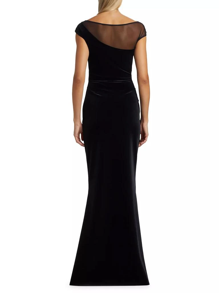 Chiara Boni Aroma Illusion Velvet Ruffled Sheath Gown 5