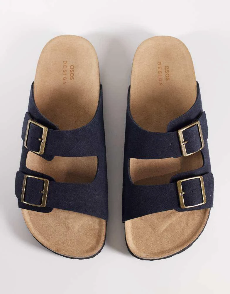 ASOS ASOS DESIGN two strap sandals with cork sole in navy