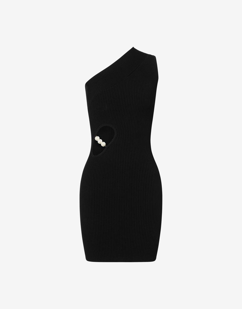 Moschino Jeans Stretch Viscose Dress With Pearls