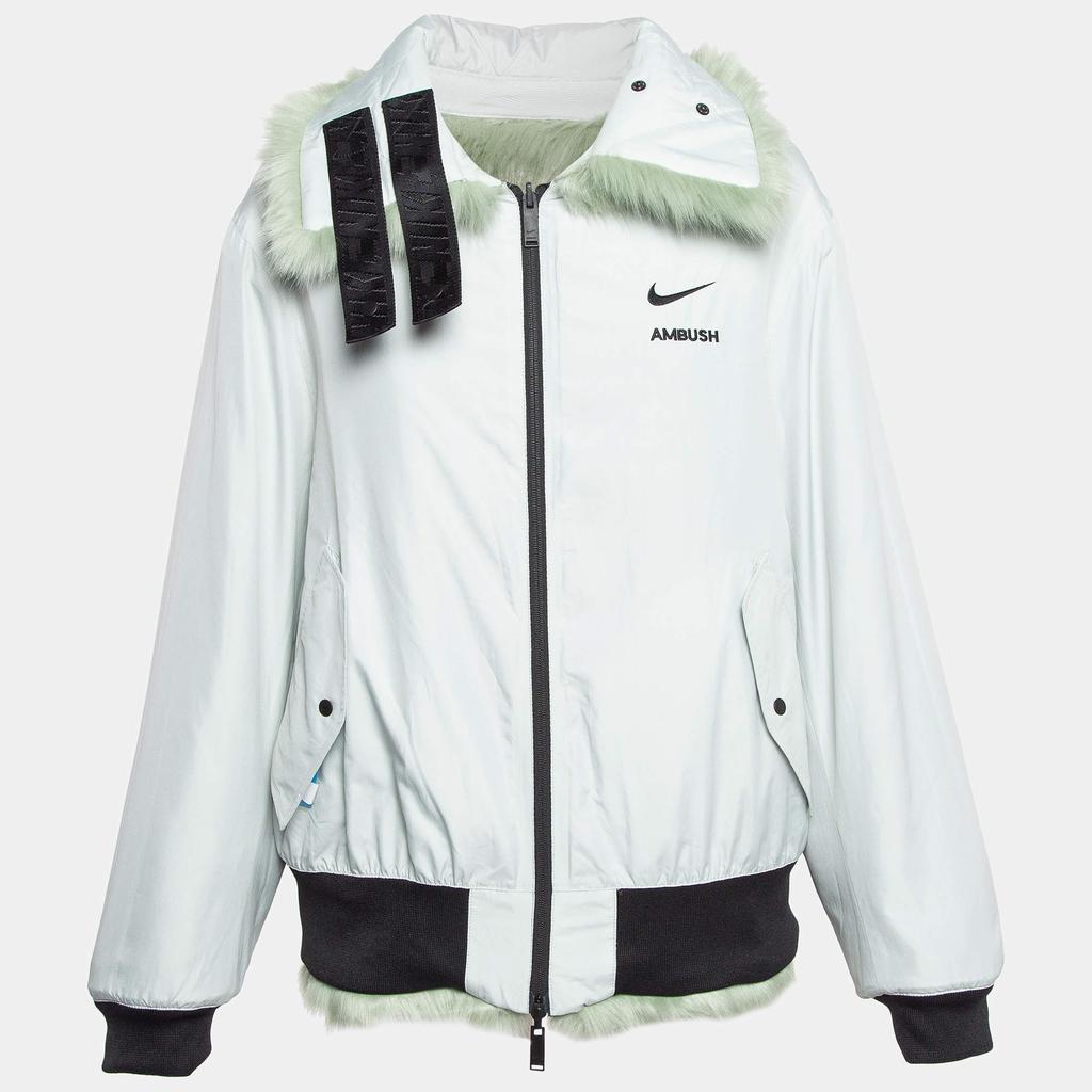 NIKE Nike x Ambush Jade Green Faux Fur Reversible Jacket L