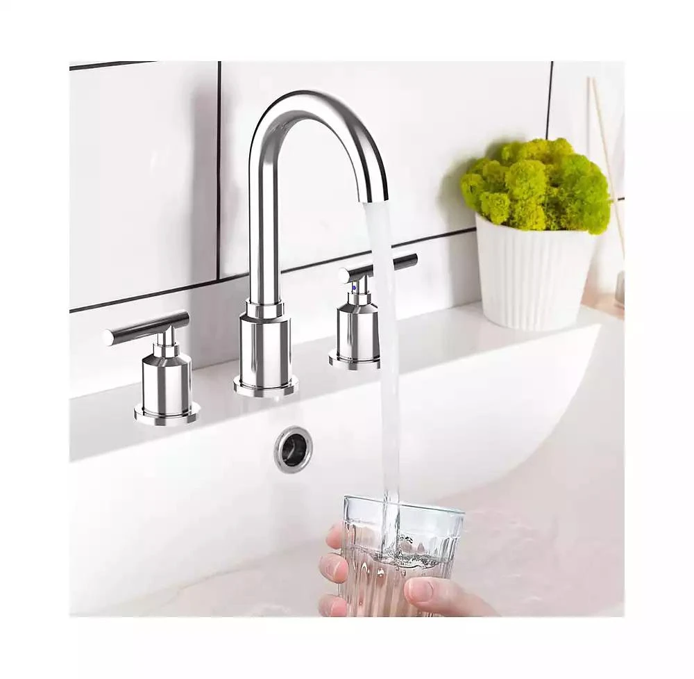 gaomon Bathroom Faucet, Bathroom Sink Faucet, 8 Inch Bathroom Faucet for Sink 3 Hole with Stainless Steel Pop-up Drain for Your Bathroom 7