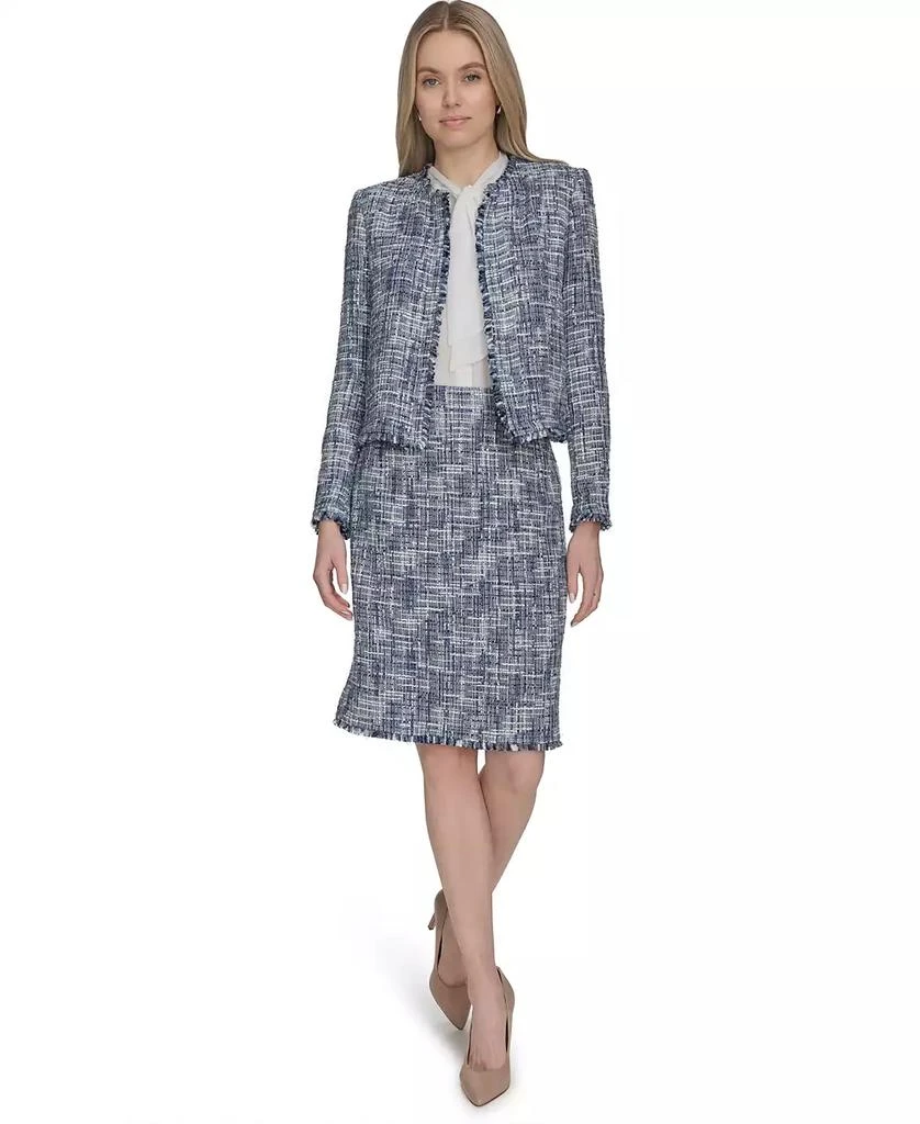 Calvin Klein Petite Open-Front Cropped Tweed Jacket 2