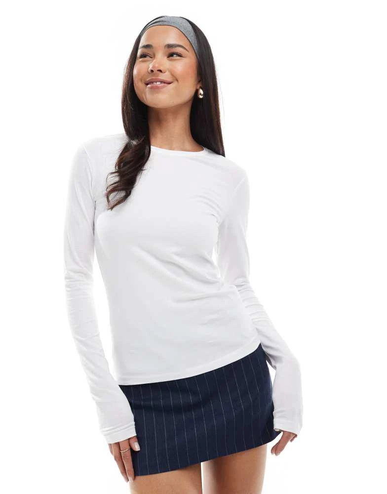 Weekday Weekday slim fit long sleeve t-shirt in white 2