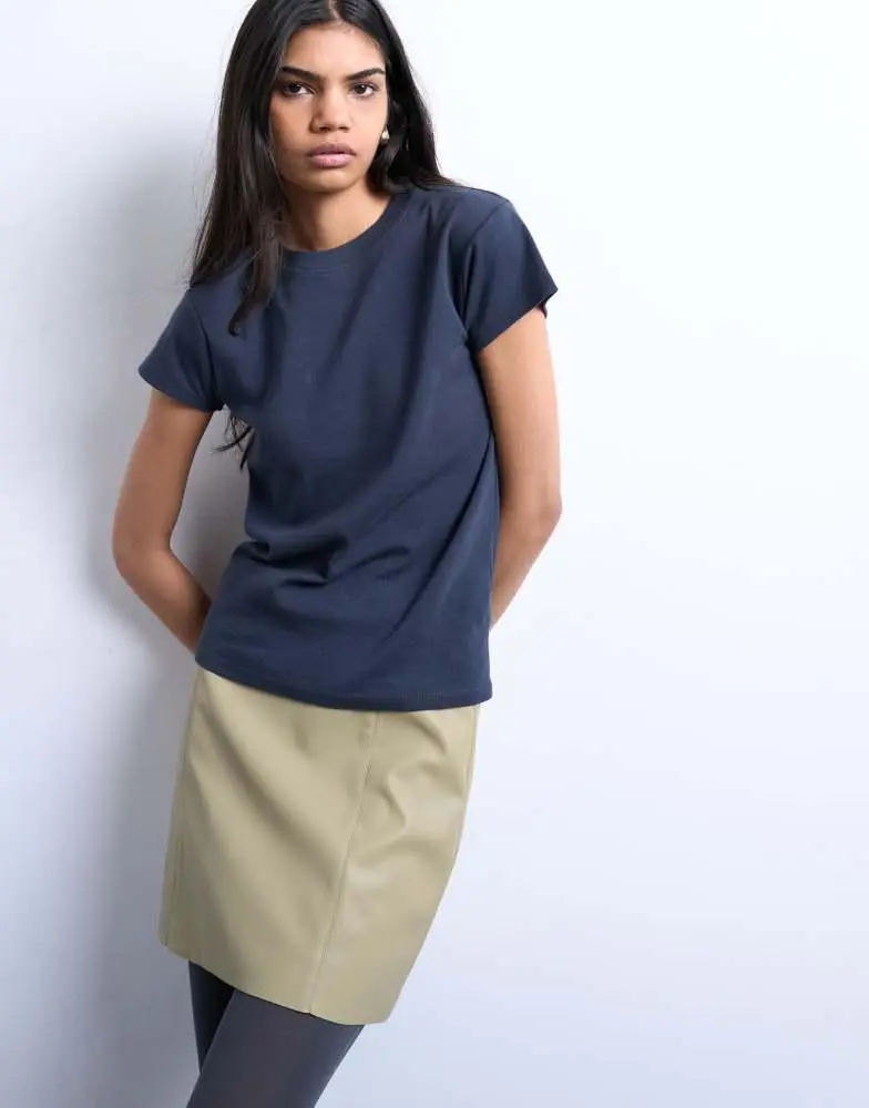 Topshop Topshop faux leather co-ord mini skirt in sage