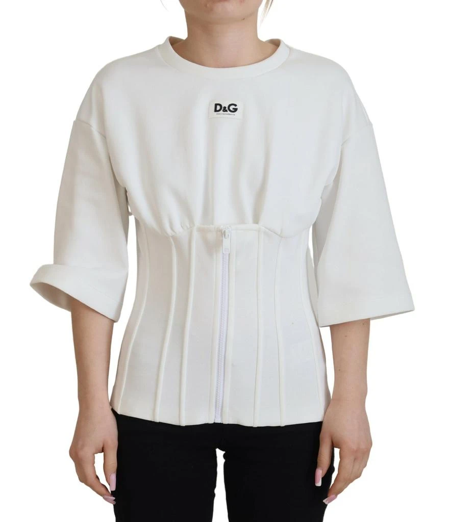Dolce & Gabbana White Corset Stretch Cotton Top T-shirt 1