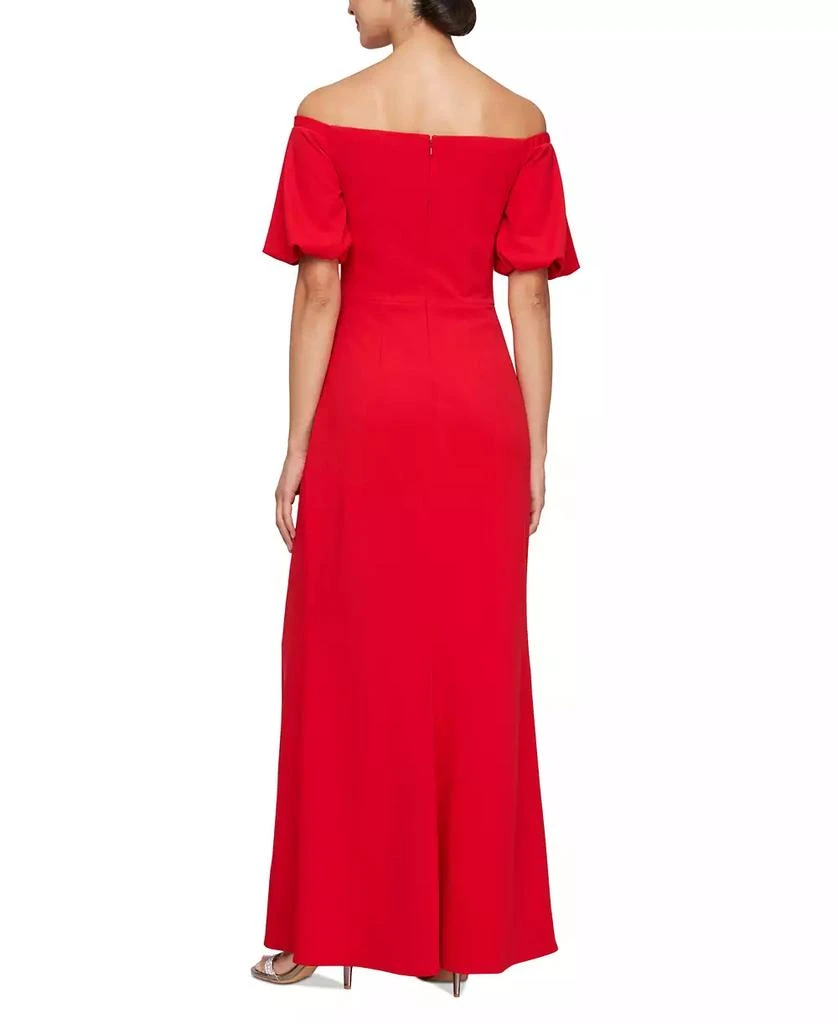 alex evenings red dress Alex Evenings Women's Embellished-Neck Side-Ruched Illusion Dress - Eggplant main image 1