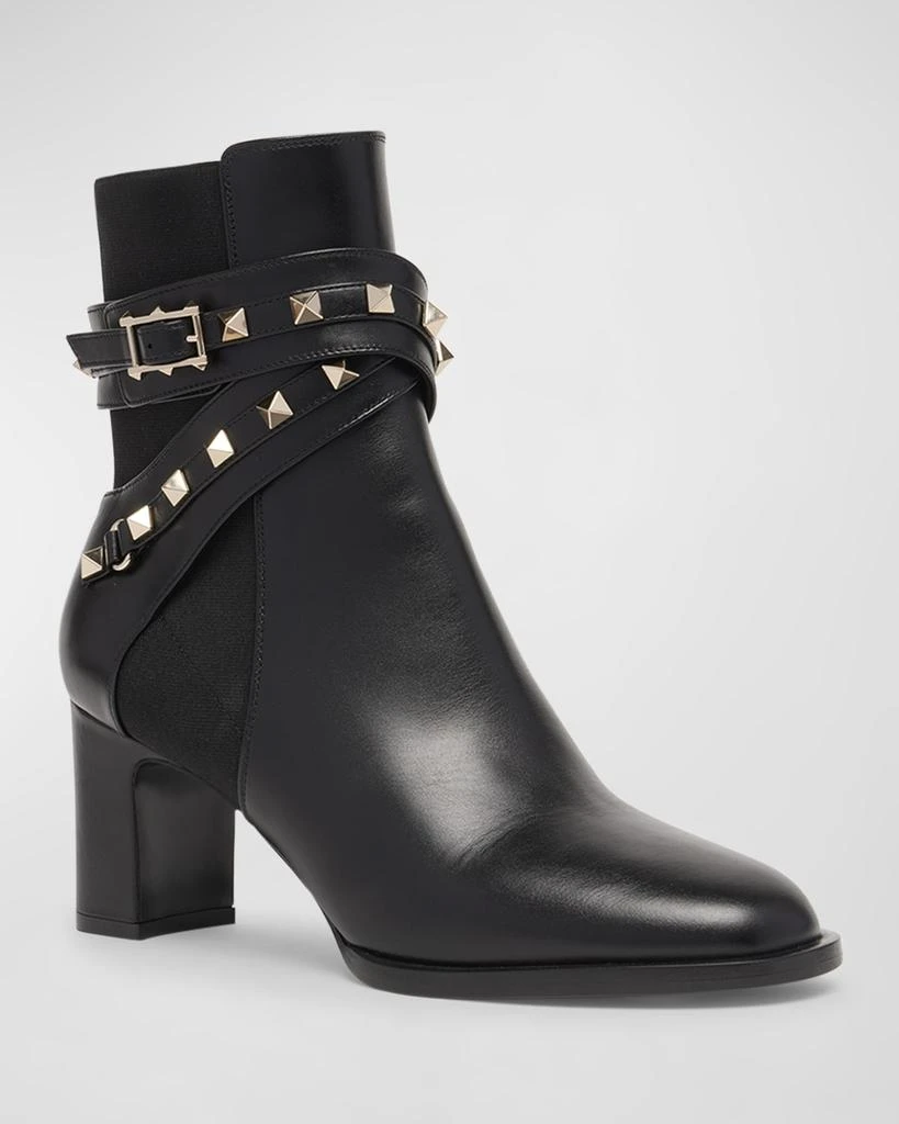 Valentino Rockstud Leather Buckle Ankle Booties 3