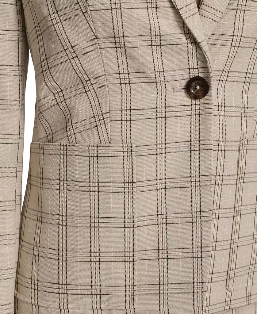 Tommy Hilfiger Women's Plaid Puff Sleeve One Button Blazer Jacket 8