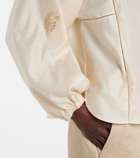 Max Mara Caladio embellished cotton satin blouse 6