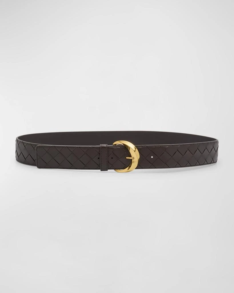 Bottega Veneta Bevel Buckled Woven Leather Belt 1