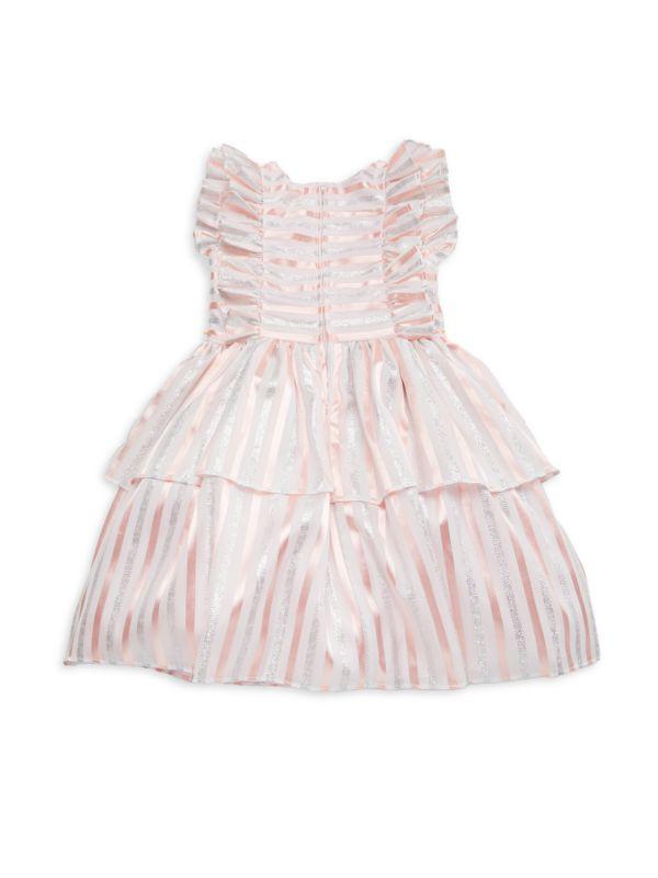 Pippa & Julie Little Girl's Joy Ruffle Sleeve Tiered Shimmery Dress
