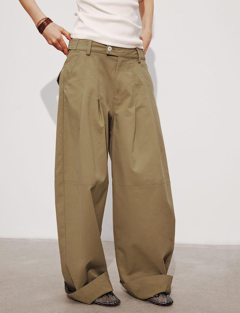 Pixie Market Baggy Khaki Button Pants-PREORDER