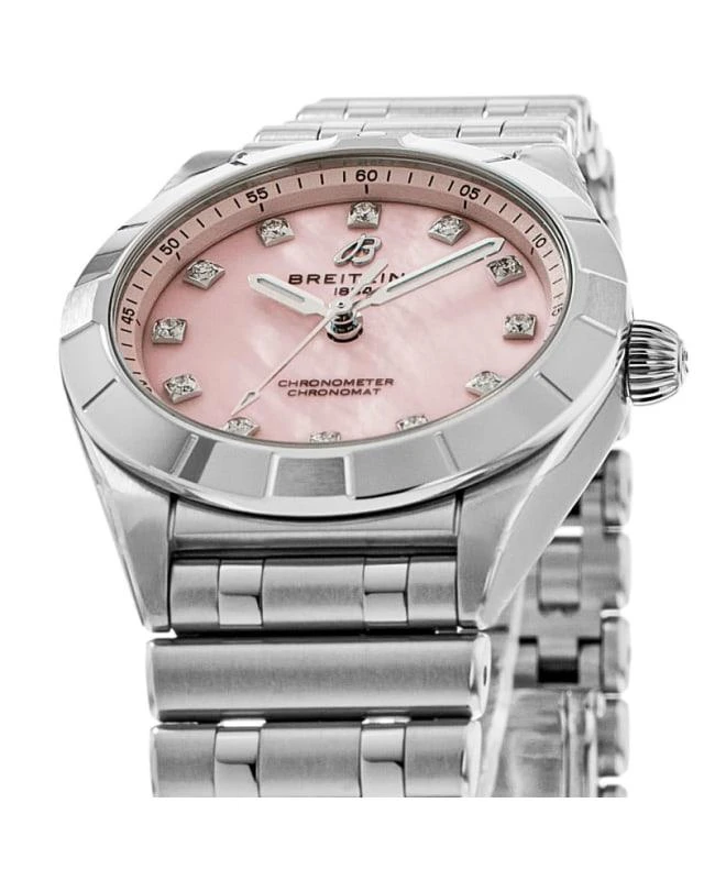 BREITLING Breitling Chronomat 28 Pink Mother of Pearl Diamond Dial Steel Women's Watch A72310101K1A1 2
