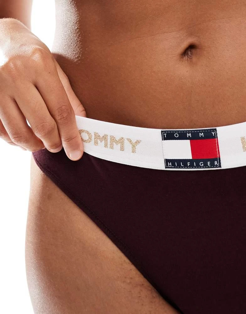 Tommy Hilfiger Tommy Hilfiger Heritage Repeat Logo Waistband Thong in Brown Red 3