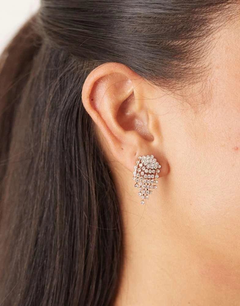 Orelia Orelia crystal waterfall chain earrings in gold plated 3