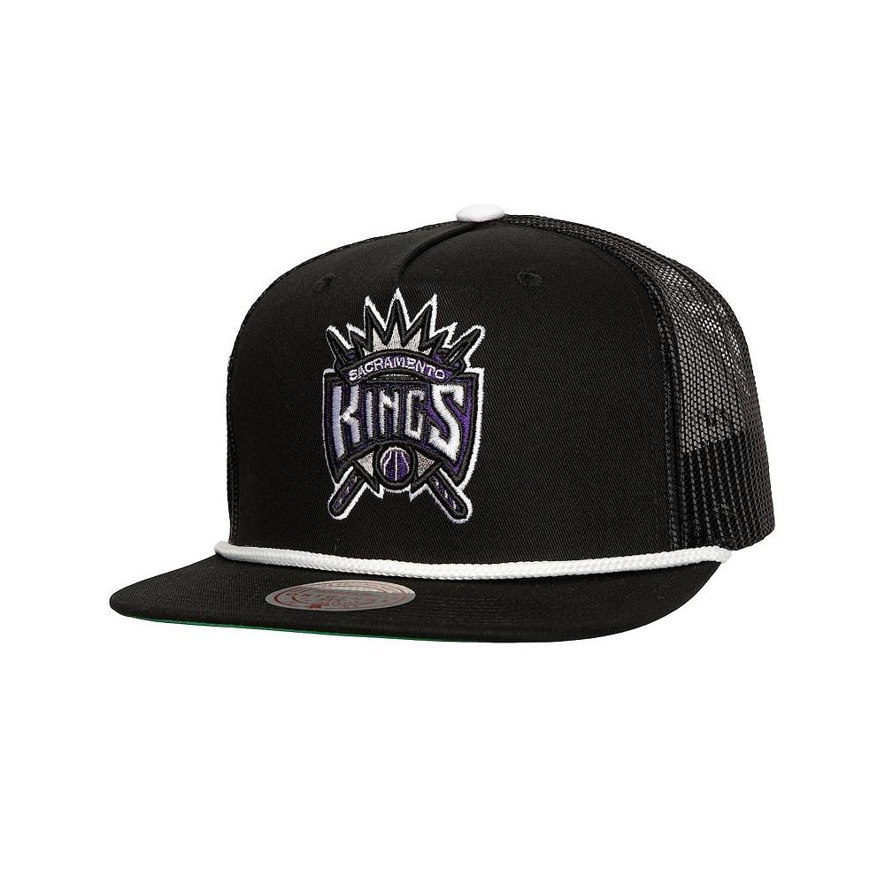 Mitchell & Ness Men's Black Sacramento Kings Roper Mesh back Trucker Snapback Hat