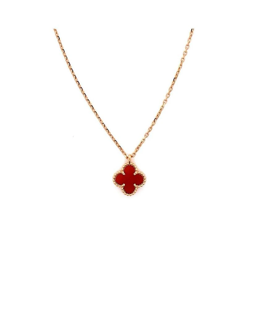 Pre-Owned Van Cleef 
Arpels Sweet Alhambra Pendant Necklace 18K Rose Gold and Carnelian, 15.75" 1