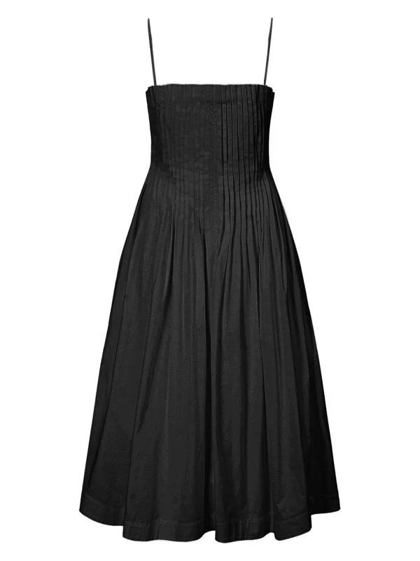 Staud Bella Pleated Cotton-Blend Sleeveless Midi-Dress 5