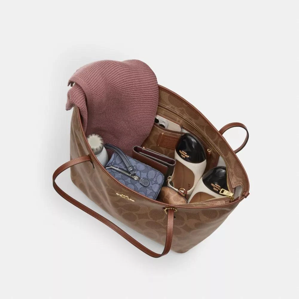 Coach Large City Tote Bag In Maxi Signature Canvas 5