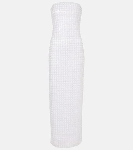 chinese dress ladies ROTATE Birger Christensen Grey Beaded Maxi Tube Dress main image 0